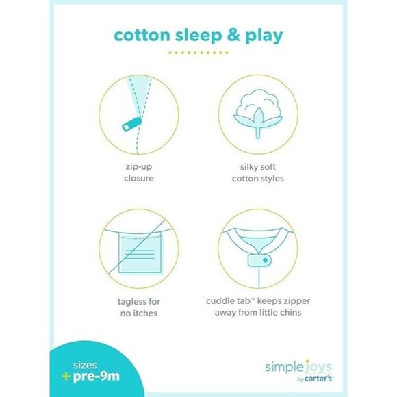 Simple Joys by Carter's Baby Girls' Cotton Footed Sleep and Play  2-Pack 6-9M - Picture 5 of 5